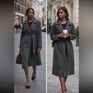 NWT A.P.C Bakerstreet Wool Belted Jacket Coat Dark Gray Size S